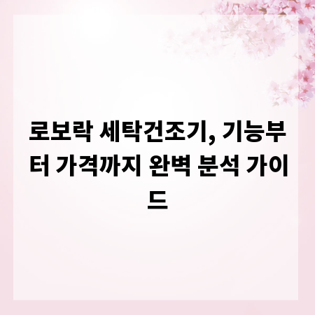 로보락 세탁건조기, 기능부터 가격까지 완벽 분석 가이드