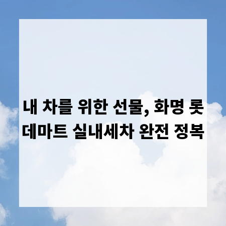 내 차를 위한 선물, 화명 롯데마트 실내세차 완전 정복