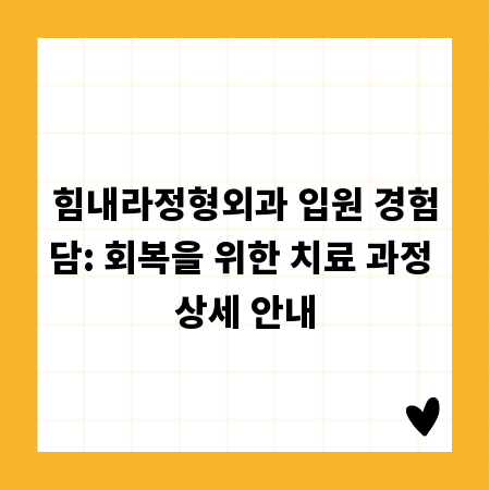 힘내라정형외과 입원 경험담: 회복을 위한 치료 과정 상세 안내