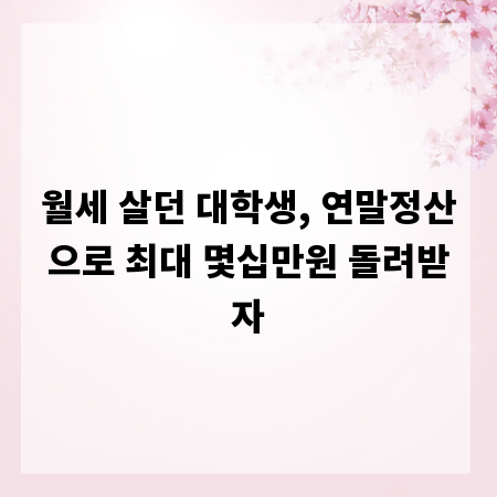 월세 살던 대학생, 연말정산으로 최대 몇십만원 돌려받자