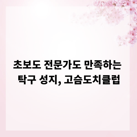 초보도 전문가도 만족하는 탁구 성지, 고슴도치클럽