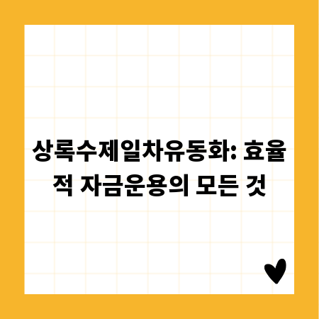 상록수제일차유동화: 효율적 자금운용의 모든 것