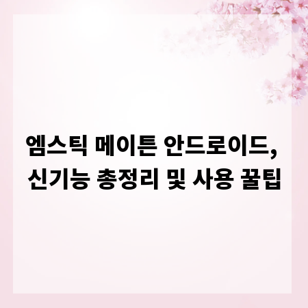 엠스틱 메이튼 안드로이드, 신기능 총정리 및 사용 꿀팁