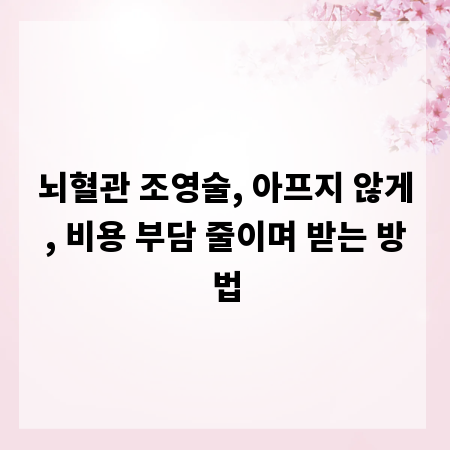 뇌혈관 조영술, 아프지 않게, 비용 부담 줄이며 받는 방법