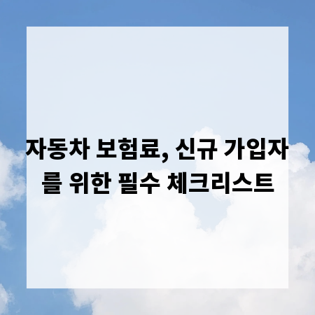 자동차 보험료, 신규 가입자를 위한 필수 체크리스트