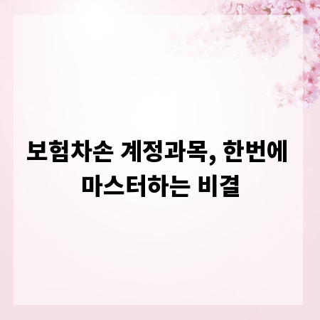 보험차손 계정과목, 한번에 마스터하는 비결