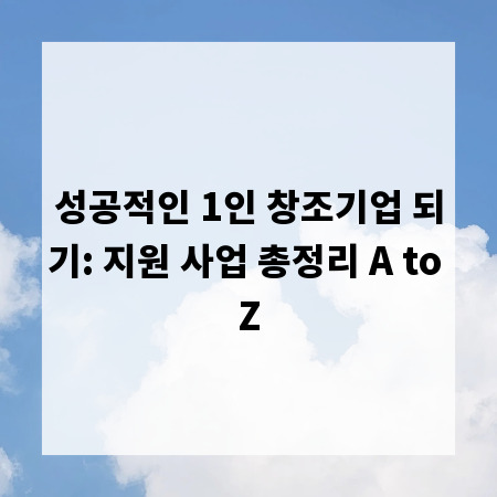 성공적인 1인 창조기업 되기: 지원 사업 총정리 A to Z