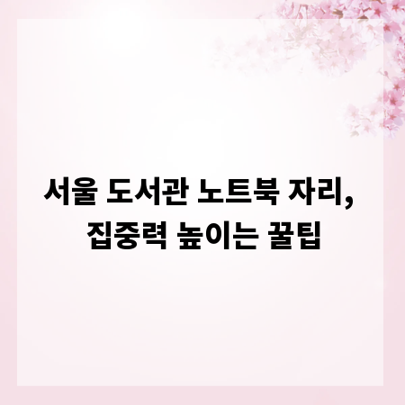 서울 도서관 노트북 자리, 집중력 높이는 꿀팁