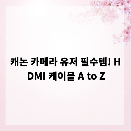 캐논 카메라 유저 필수템! HDMI 케이블 A to Z