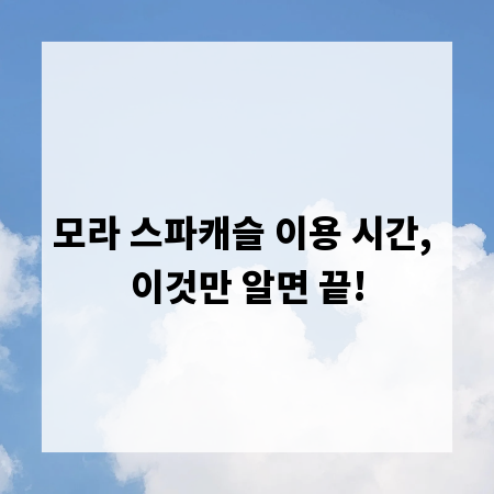 모라 스파캐슬 이용 시간, 이것만 알면 끝!