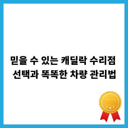 믿을 수 있는 캐딜락 수리점 선택과 똑똑한 차량 관리법
