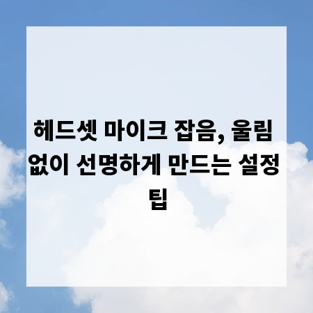 헤드셋 마이크 잡음, 울림 없이 선명하게 만드는 설정 팁