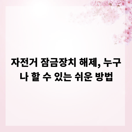 자전거 잠금장치 해제, 누구나 할 수 있는 쉬운 방법