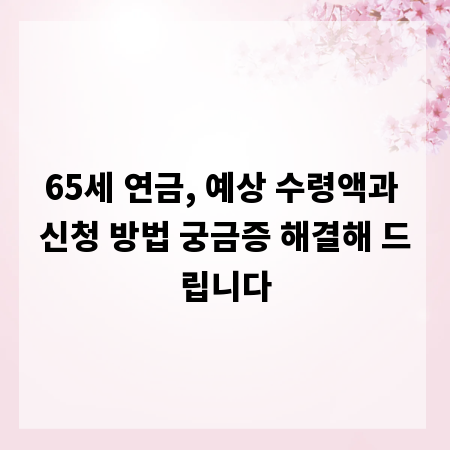 65세 연금, 예상 수령액과 신청 방법 궁금증 해결해 드립니다