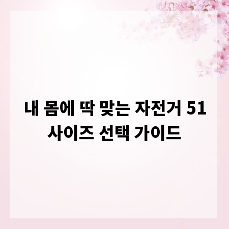 내 몸에 딱 맞는 자전거 51사이즈 선택 가이드