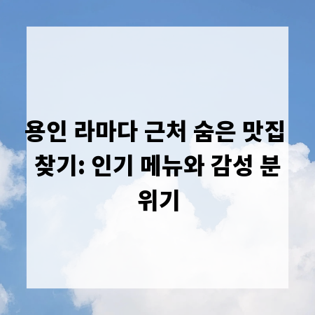 용인 라마다 근처 숨은 맛집 찾기: 인기 메뉴와 감성 분위기
