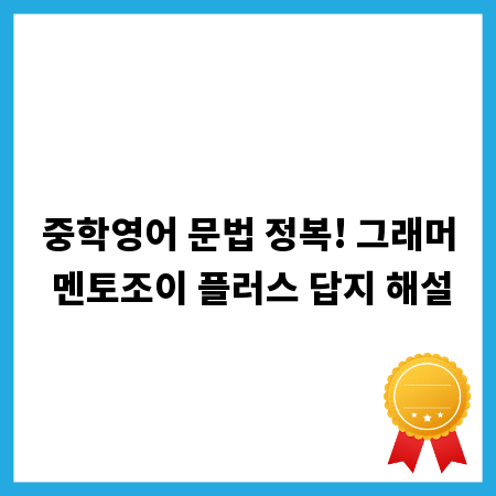 중학영어 문법 정복! 그래머 멘토조이 플러스 답지 해설