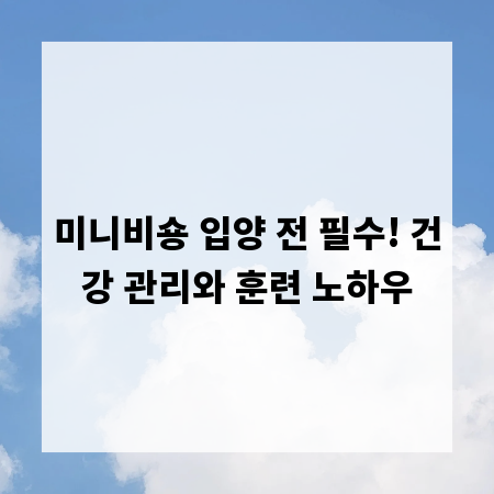 미니비숑 입양 전 필수! 건강 관리와 훈련 노하우
