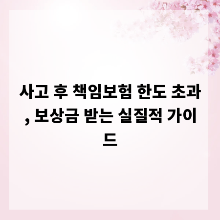 사고 후 책임보험 한도 초과, 보상금 받는 실질적 가이드