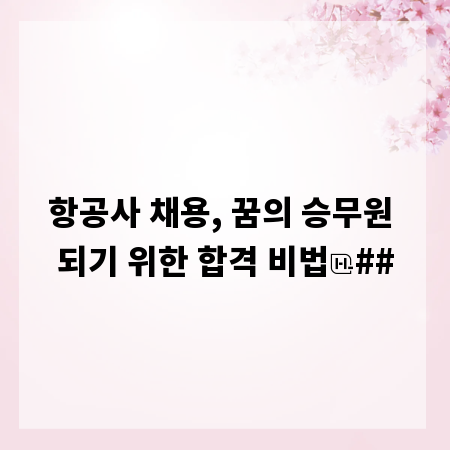항공사 채용, 꿈의 승무원 되기 위한 합격 비법
##