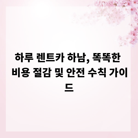 하루 렌트카 하남, 똑똑한 비용 절감 및 안전 수칙 가이드
