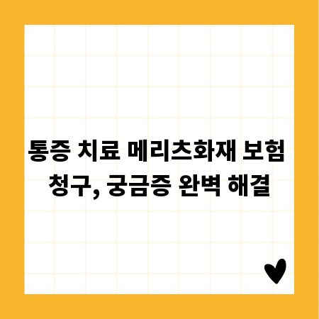 통증 치료 메리츠화재 보험 청구, 궁금증 완벽 해결