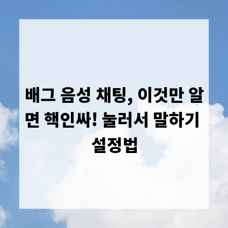 배그 음성 채팅, 이것만 알면 핵인싸! 눌러서 말하기 설정법