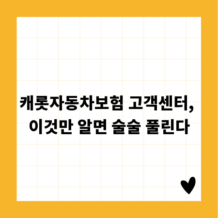 캐롯자동차보험 고객센터, 이것만 알면 술술 풀린다