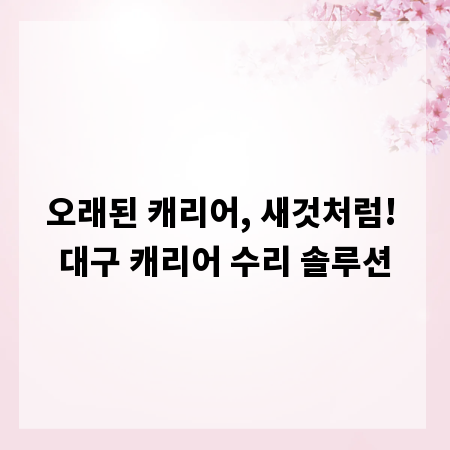 오래된 캐리어, 새것처럼! 대구 캐리어 수리 솔루션