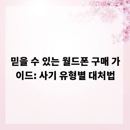 믿을 수 있는 월드폰 구매 가이드: 사기 유형별 대처법