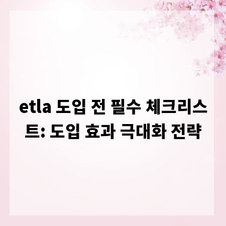 etla 도입 전 필수 체크리스트: 도입 효과 극대화 전략