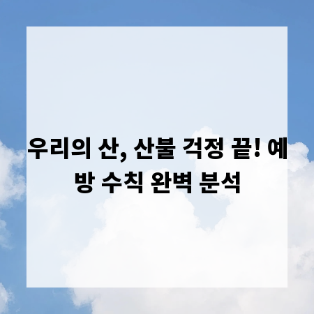 우리의 산, 산불 걱정 끝! 예방 수칙 완벽 분석