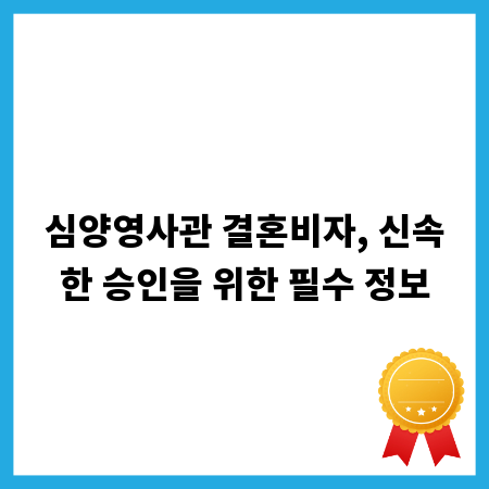 심양영사관 결혼비자, 신속한 승인을 위한 필수 정보