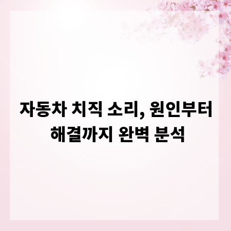 자동차 치직 소리, 원인부터 해결까지 완벽 분석