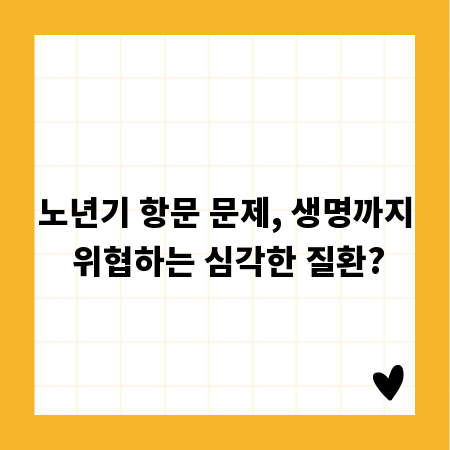 노년기 항문 문제, 생명까지 위협하는 심각한 질환?