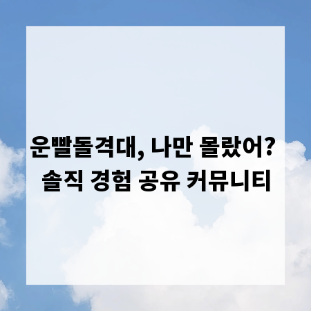 운빨돌격대, 나만 몰랐어? 솔직 경험 공유 커뮤니티