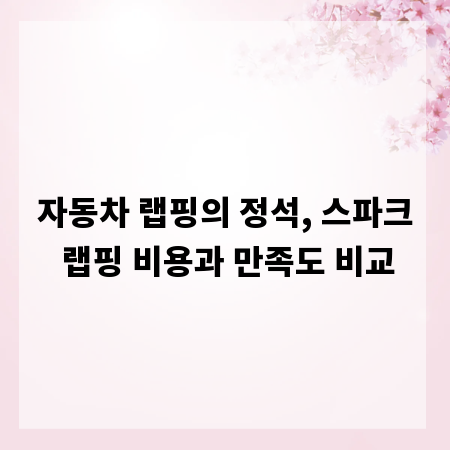 자동차 랩핑의 정석, 스파크 랩핑 비용과 만족도 비교