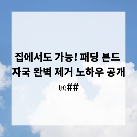 집에서도 가능! 패딩 본드 자국 완벽 제거 노하우 공개
##