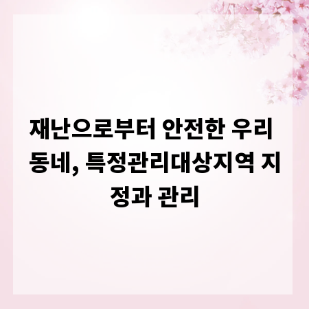 재난으로부터 안전한 우리 동네, 특정관리대상지역 지정과 관리