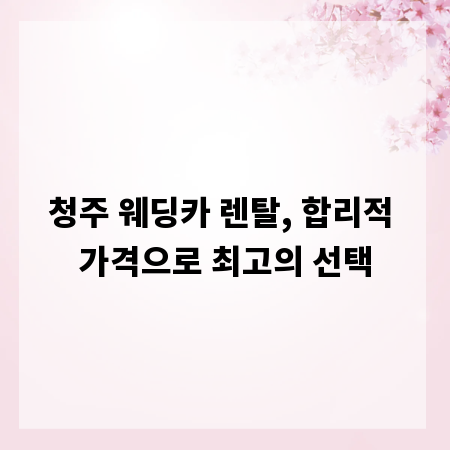 청주 웨딩카 렌탈, 합리적 가격으로 최고의 선택