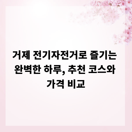 거제 전기자전거로 즐기는 완벽한 하루, 추천 코스와 가격 비교