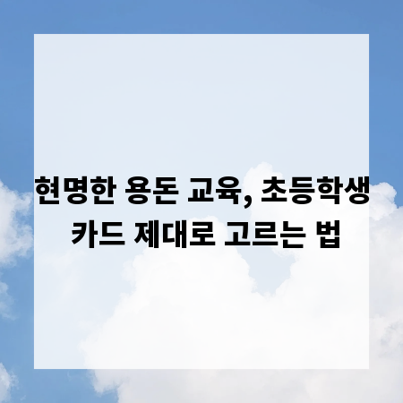 현명한 용돈 교육, 초등학생 카드 제대로 고르는 법