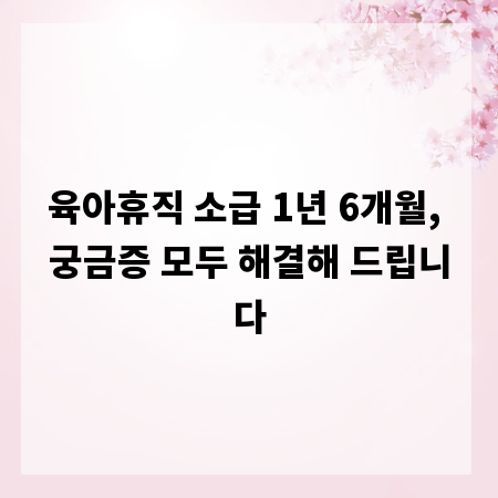 육아휴직 소급 1년 6개월, 궁금증 모두 해결해 드립니다