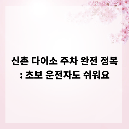 신촌 다이소 주차 완전 정복: 초보 운전자도 쉬워요