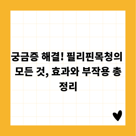 궁금증 해결! 필리핀목청의 모든 것, 효과와 부작용 총정리