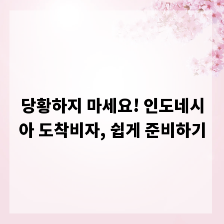 당황하지 마세요! 인도네시아 도착비자, 쉽게 준비하기