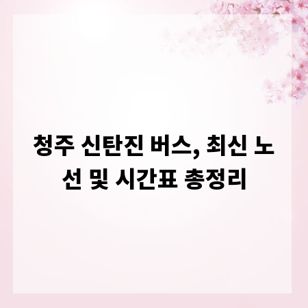 청주 신탄진 버스, 최신 노선 및 시간표 총정리