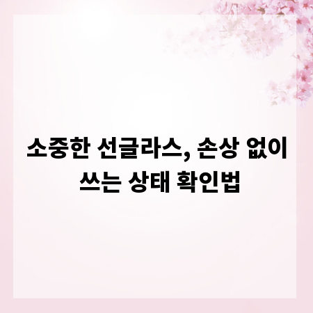 소중한 선글라스, 손상 없이 쓰는 상태 확인법