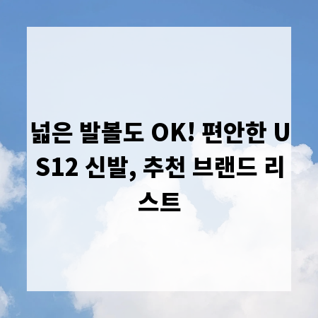 넓은 발볼도 OK! 편안한 US12 신발, 추천 브랜드 리스트