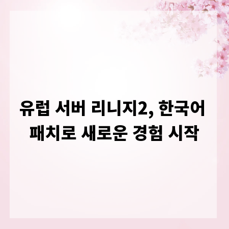 유럽 서버 리니지2, 한국어 패치로 새로운 경험 시작